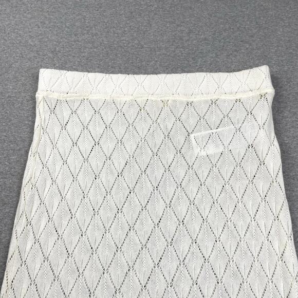 Billabong Midi Skirt M White Crochet Open Knit Semi Sheer Pull On Coverup Beach - Picture 14 of 16